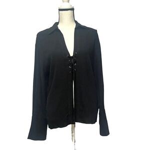 Topshop co-ord long sleeve tie up top in black